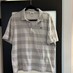 Lacoste Men's Polo Shirt in Gray and White Stripes
